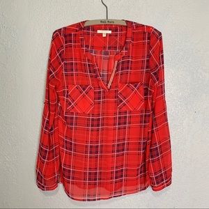 Skies are Blue red white & blue popover blouse